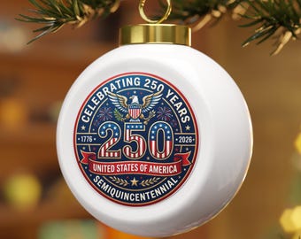 250 Celebration Ornament Christmas Ball Ornament | Holiday Number Keepsake