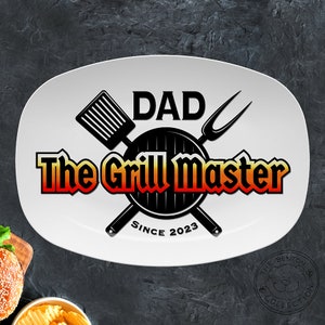 Grilling Gift For Dad, Personalized Grilling Plate, Grill Master, Dad Gift from Kids, Custom Platter, Gift for Grandpa, The Grill Master