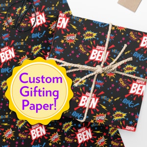 Personalized Super Wrapping Paper, Cartoon Father&#39;s Day Gifting Paper