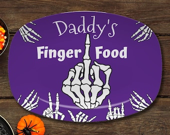 Personalized Halloween Platter: Gothic Skeleton Party Tray, Custom Snack Plate