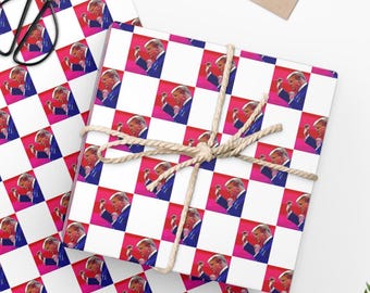 Trump Dance Christmas Wrapping Paper: Humorous Checkered Design