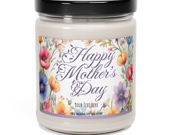 Personalized Mother's Day Soy Candle: Floral Accent Decor