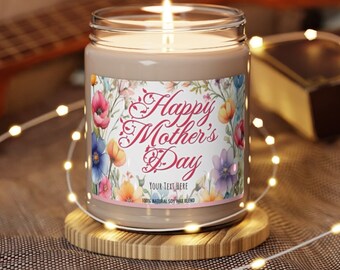 Personalized Mother's Day Soy Candle: Floral Accent Decor, 9 Ounce