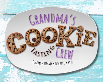 Personalized Grandma's Cookie Crew Christmas Keepsake Platter, Custom Grandkids plate, Gifts From Grandchildren, Nana's Tasting Crew Gift