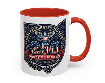 Ohio 250th Anniversary State Silhouette Mug | Accent Coffee Mug 11oz 15oz