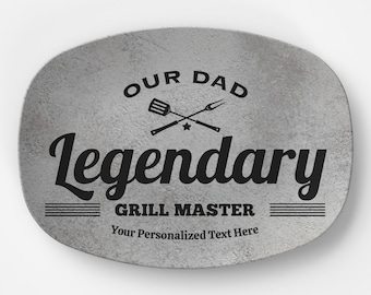 Legendary Grill Master Dad, BBQ Grilling Platter, Personalized Grilling Plate, Father's Day BBQ Gifts, Father's Day Plate