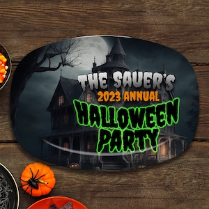 Personalized Halloween Party Platter: Haunted House Design