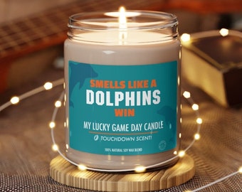 Smells Like A Dolphins Win Candle, Unique Gift Idea, NFL Candle, Miami Dolphins Inspired Candle, Game Day Decor