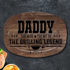 The Grilling Legend Platter, Father&#39;s Day Grilling Gift for Him, Personalized Gift for Dad, grilling accessories, Custom Plate For Him