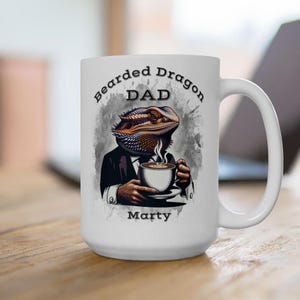 Bearded Dragon Dad Cup, Personalized Gift For Father&#39;s Day, Animal Mug, Custom Ceramic Cup, Lizard Mug, Bearded Dragon Coffee Mug, Reptile W
