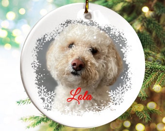 Personalized Photo Pet Ornament, Custom Dog Color Portrait Keepsake, Dog Lover Gift, Cat Lover Gift, Custom Memorial Dog Ornament