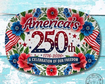 America's 250th Anniversary Platter, Custom Floral Patriotic Flag Serving Tray, 1776–2026 USA Semiquincentennial Decor Gift