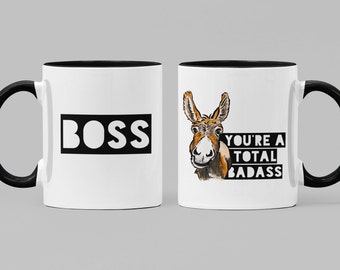 Personalize You're A Total Badass Mug/Boss Day Gift 2022/Unique Thank You Gift/Best Boss Gift/Fun Boss Mug