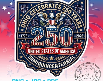 Ohio America 250th Celebration png Bundle, USA Semiquincentennial 1776–2026, Patriotic Badge Graphic, Ohio State