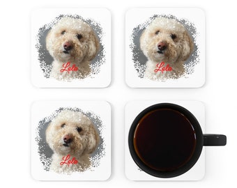 Personalized Pet Photo Coaster Set: Custom Dog & Cat Gift