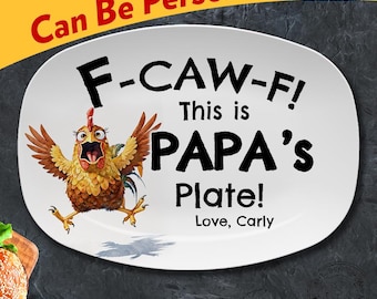 F-Caw-F! Grilling Plate, Personalized Platter, Christmas Gift, Funny Dad Gift, Custom Platter With Name
