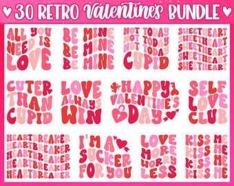 Retro Valentines Day Svg Bundle | Love Designs Svg | Cute Valentines Svg