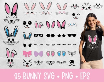 Easter Bunny Svg Elements | Bunny Svg | Bunny Face Svg | Bunny Ears Svg | Build Bunny Svg | Rabbit Svg