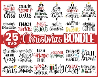 Christmas SVG Bundle | 25 Merry Christmas quotes svg | INSTANT DOWNLOAD
