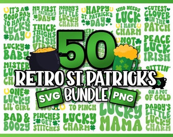 Retro St Patricks Day Svg Bundle | Shamrock Svg | Lucky Svg | Funny St. Patricks Day Svg