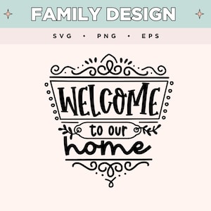 Welcome To Our Home SVG | Decorative Family Design Svg| Home Decor PNG EPS | Family Quote for T-Shirts