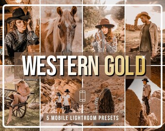 5 WESTERN GOLD presets | Western filters | Desert presets | Farmhouse presets | Best mobile lightroom presets
