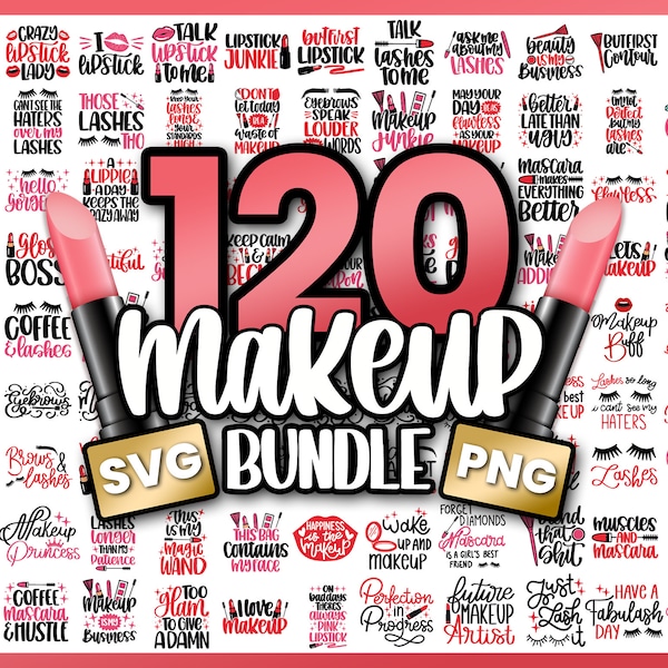 Makeup Svg Bundle | 120 Makeup svg | Lipstick svg | Eyelashes svg