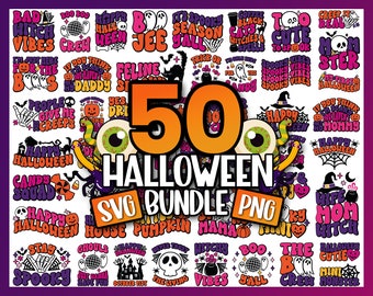 Retro Halloween Svg Bundle | Witch Svg | Ghost Svg | Svg Files for Cricut | Groovy Halloween