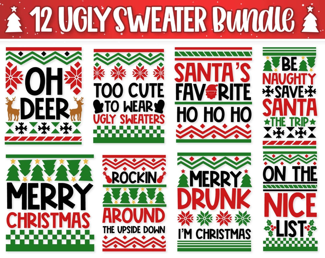 Christmas Sweater SVG - Ugly Christmas Sweater SVG - Sweater Pattern Svgs-  Cut File - Silhouette - Cricut - Digital File