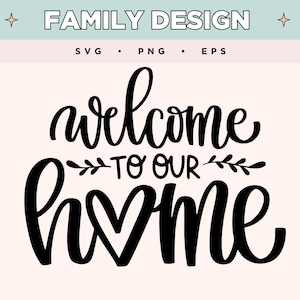 Welcome To Our Home 2 SVG | Heart Family Design Svg Png | Home Decor PNG EPS | Family Quote for T-Shirts