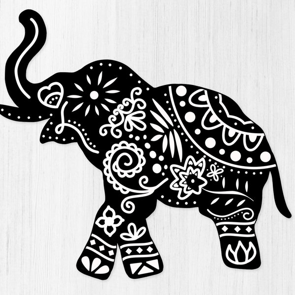 Elephant Mandala Svg | Elephant Svg | Floral Svg