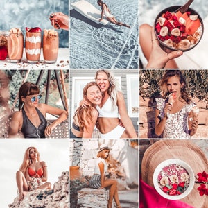 6 Lightroom Mobile Presets, summer, vibrant pink blue preset / travel blogger instagram filter photography / bright airy presets