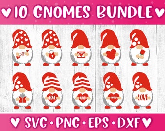 Valentines Gnomes Svg Bundle | Cute Gnomes SVG | Valentines Day Svg