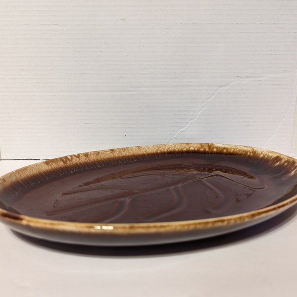 Vintage & Retro McCoy 7017 Platter or Large Dish Mid-Century Brown pottery with drip pattern made in USA