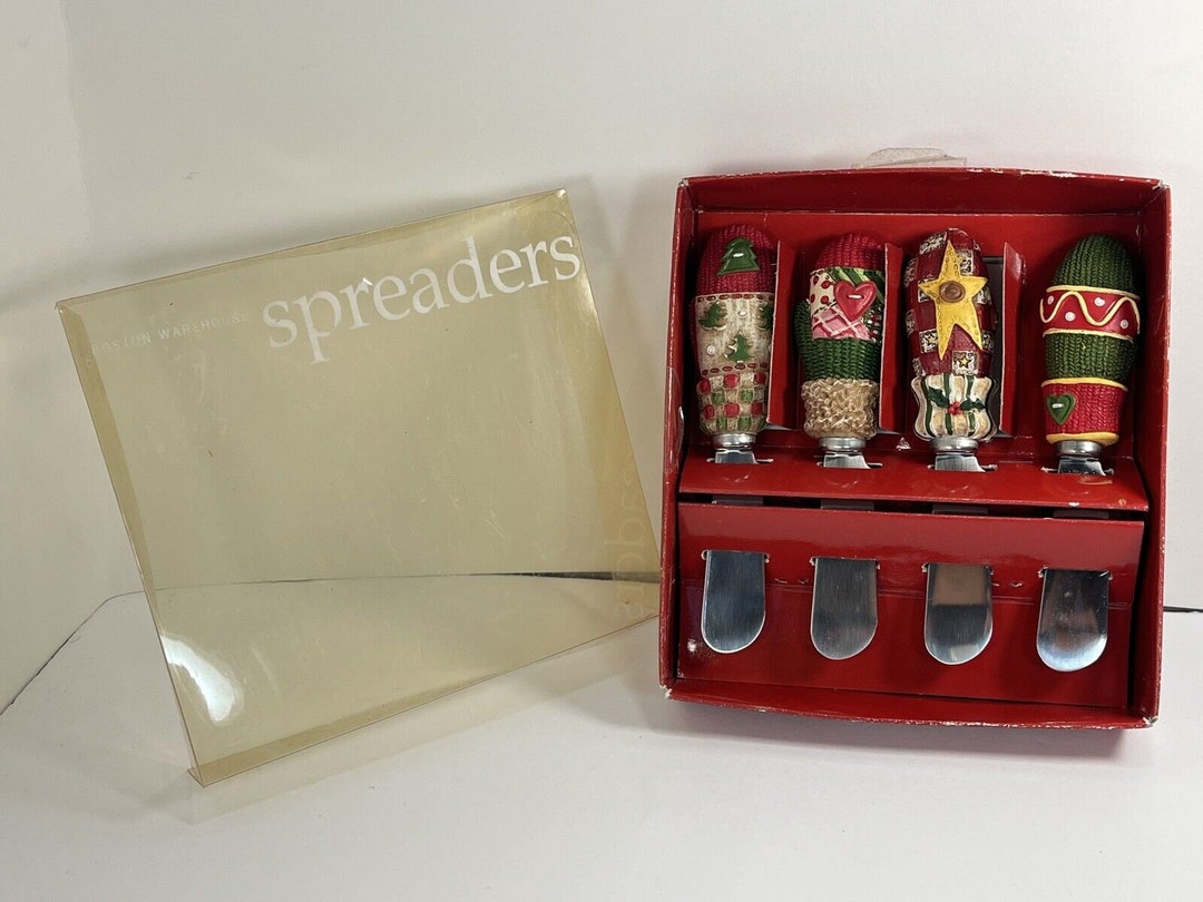 Vintage Christmas Spreader Knife Set Cute Holiday Serving Etsy