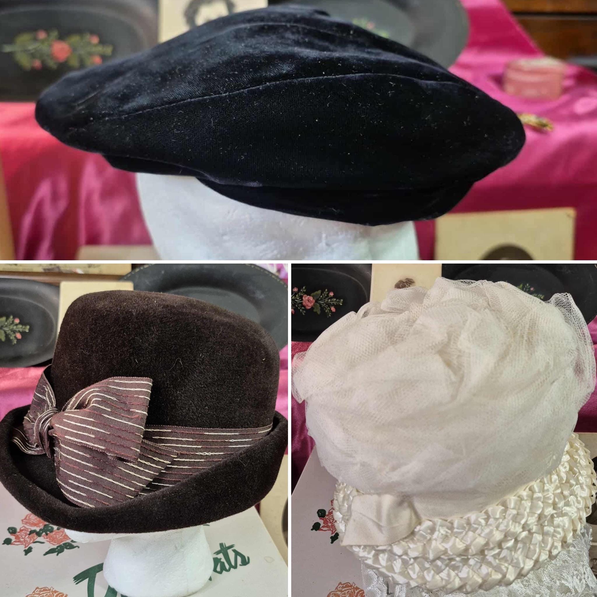 Black Velvet Beret With Bow - Etsy