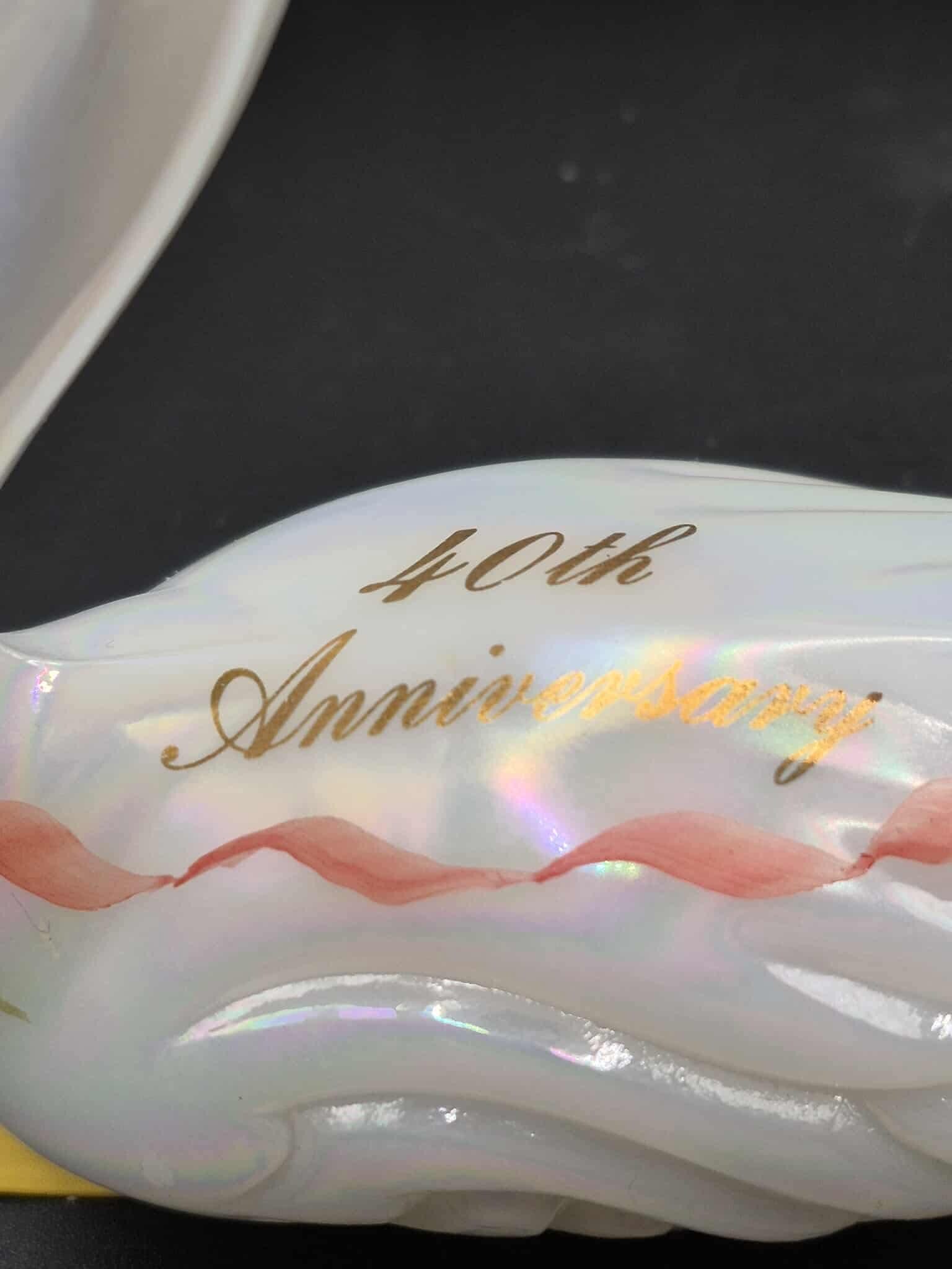 Fenton Glass Swan White Opalescent Mother of Pearl Bird 40th