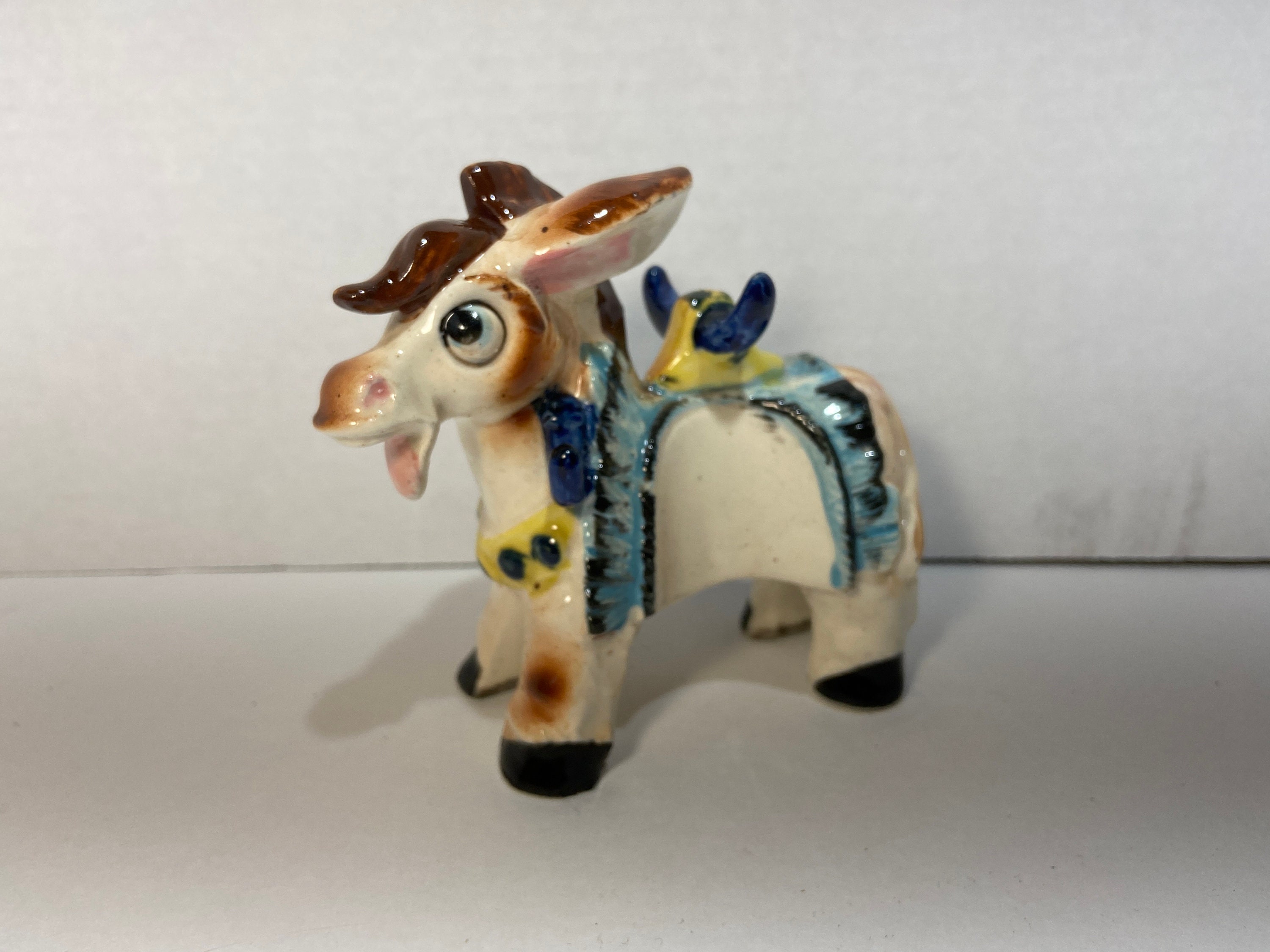 Vintage Donkey Figurine Collectible & Cute Farmhouse Decor a Happy Ass