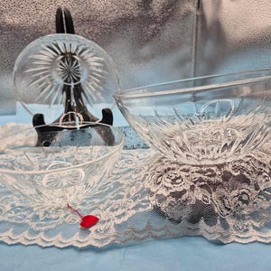 Juego de cuencos de cristal de plomo vintage Princess House Highlights con cuencos Starburst