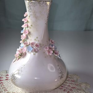 Elegant Baby Pink Bud Vase by Lefton China with Delicate Porcelain Flowers image 6