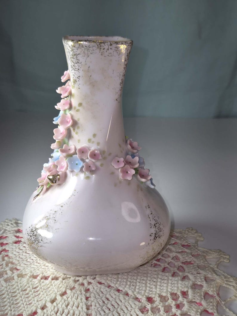 Elegant Baby Pink Bud Vase by Lefton China with Delicate Porcelain Flowers image 6