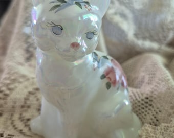 【希少品】FENTON CAT フェントン ガラス 置物　ワインレッド Fenton / Fenton Cat / Fenton Iridescent Cat Figurine