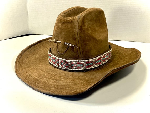 Vintage 50 Yr Old Felt Brown Cowboy Hat 