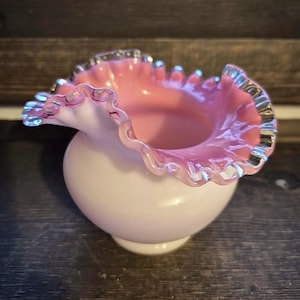 ヴィンテージ FENTON ブルー サテン カスタード ガラス ウィーブ 