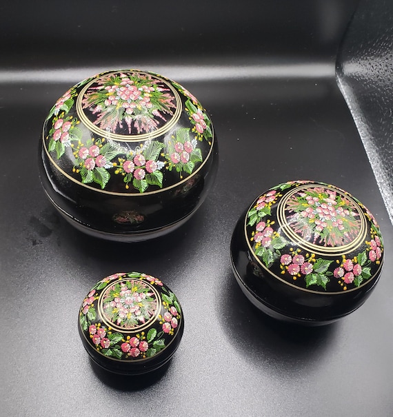 Intriguing Nesting Decorative Round Boxes From Th… - image 1