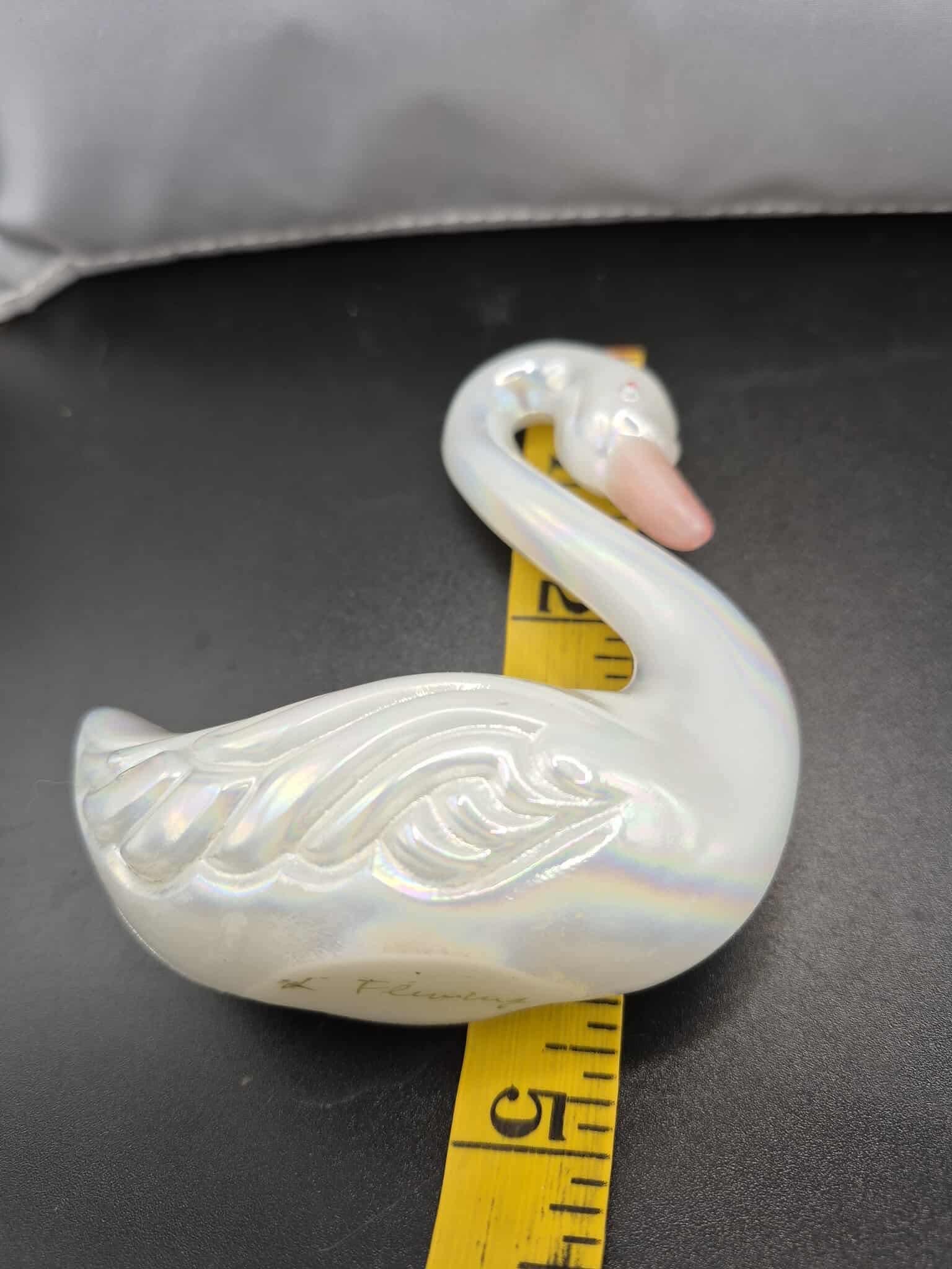 Fenton Glass Swan White Opalescent Mother of Pearl Bird 40th