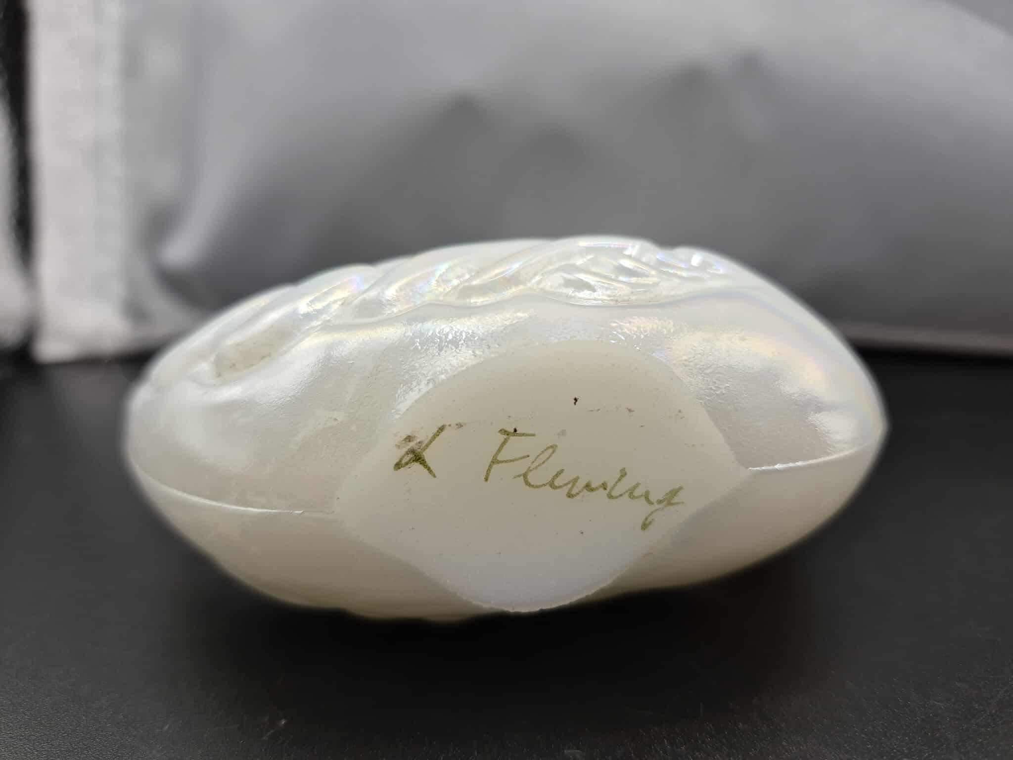 Fenton Glass Swan White Opalescent Mother of Pearl Bird 40th