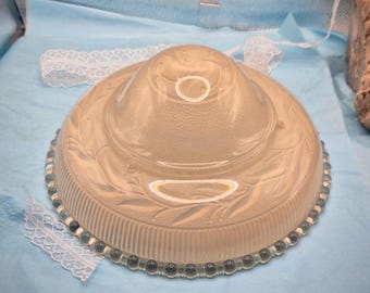 Vintage 1930s Art Deco Beach Frosted Glass Ceiling Light Shade Floral Decor