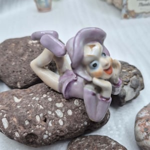 RARE Purple Pixie - MCM Miniature Elf / Jester in Lavender JAPAN 1940s Vintage