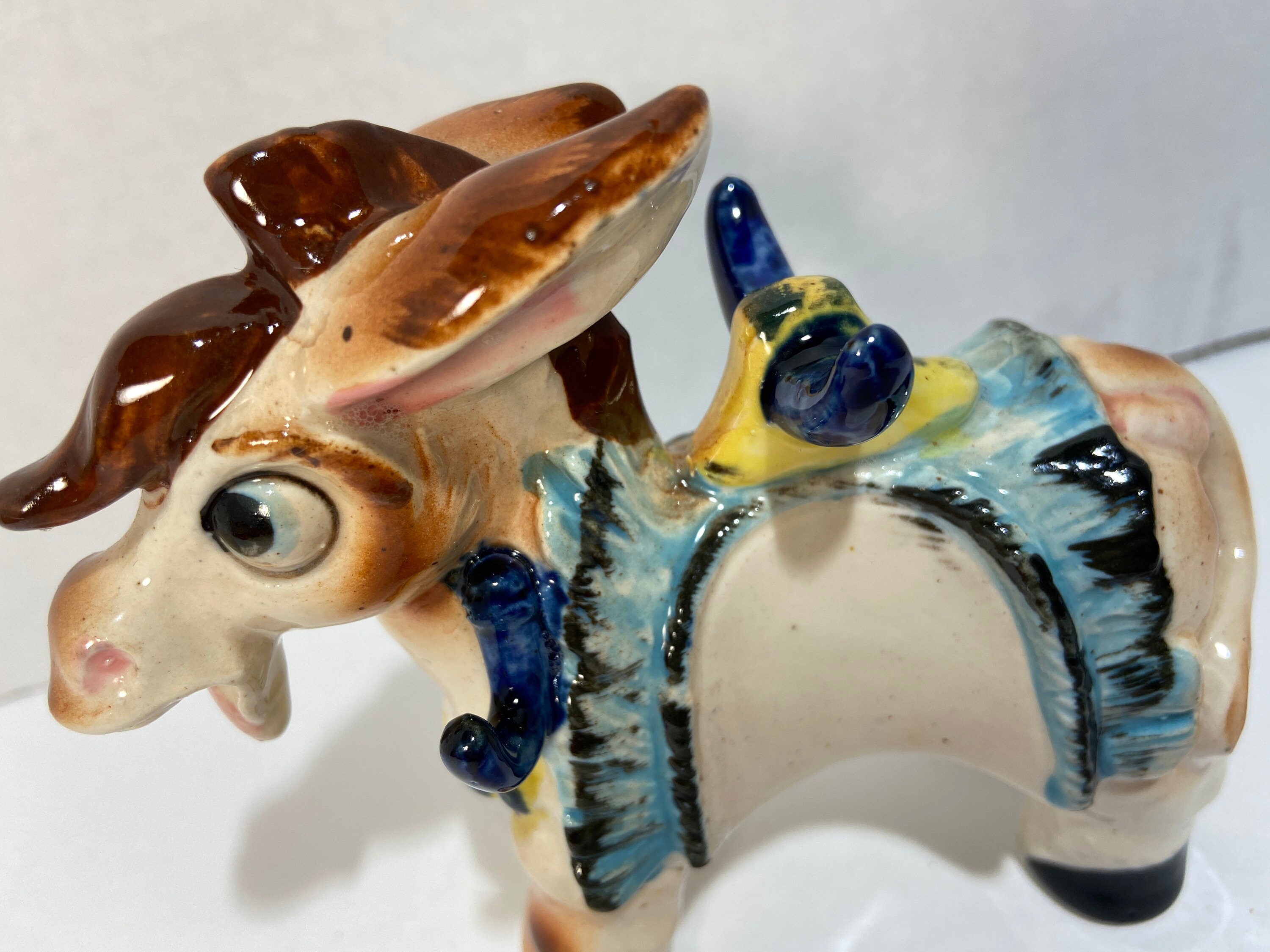 Vintage Donkey Figurine Collectible & Cute Farmhouse Decor a Happy Ass